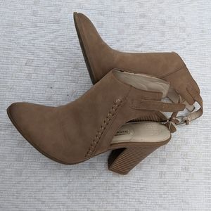 Ankle strap heeled boots
